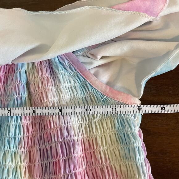Pastel Cotton Candy Tie Dye Ruffle Off Shoulder Summer Dress Girls XL Soft Comfy - Picture 7 of 7